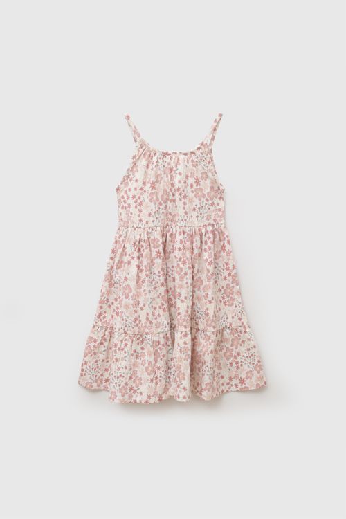 Vestido flores niña crema 3-4A a 12-13A