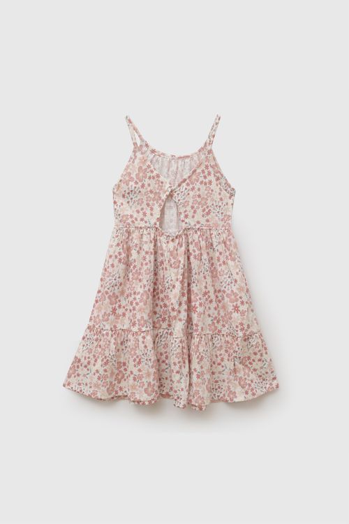 Vestido flores niña crema 3-4A a 12-13A