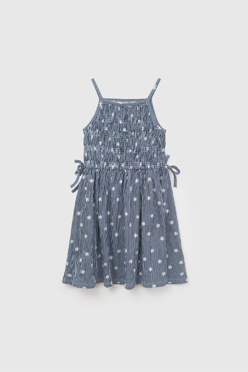 Vestido flores niña azul 3-4A a 12-13A