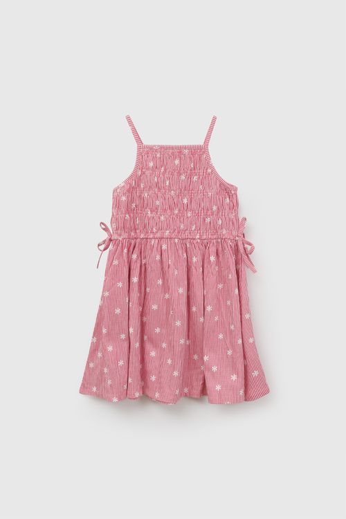 Vestido flores niña rosado 3-4A a 12-13A