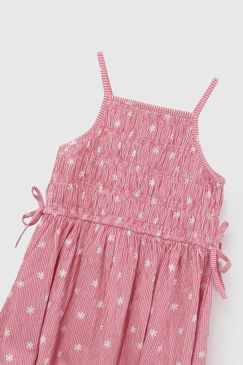 Vestido flores niña rosado 3-4A a 12-13A