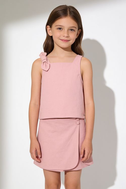 Blusa cinta niña rosa viejo 3-4A a 12-13A