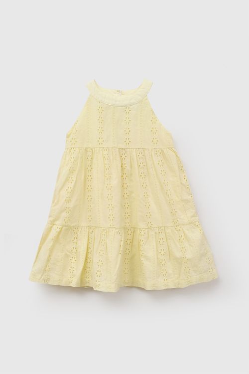 Vestido cuello halter niña amarillo 6-9M a 4-5A